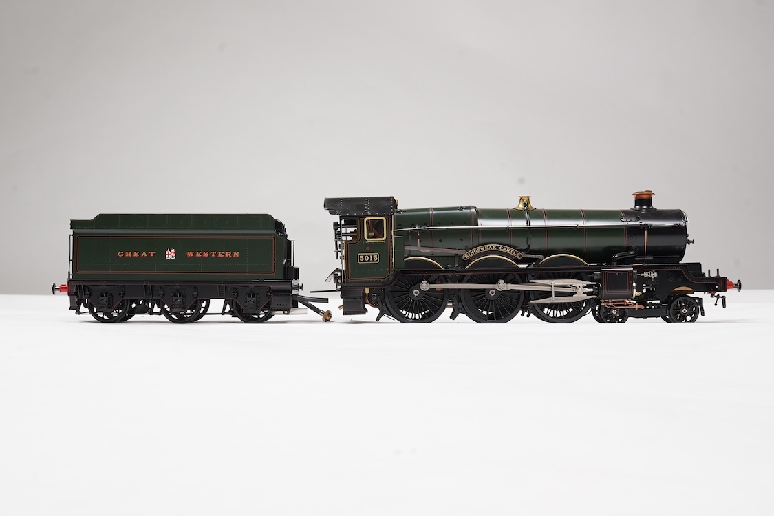 A Gauge One Aster Hobbies live steam GWR Castle Class, 4-6-0 tender locomotive, Kingswear Castle 5015, the factory ‘Built Up’ version, with spirit fired working four cylinder motion, with assembly instructions, operating
